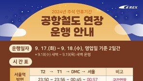 공항철도, 추석 연휴 17·18일 새벽 2시까지 막차 운행 연장