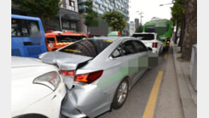 한국외대 앞 5중 추돌로 5명 부상…70대 택시 기사 “급발진” 주장