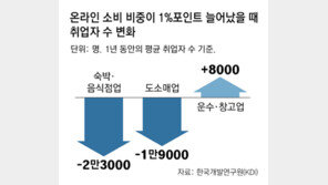 “온라인 소비 1%P 늘면 취업자 4만2000명 감소”