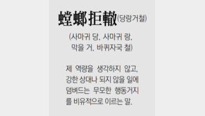 [신문과 놀자!/풀어쓰는 한자성어]螳螂拒轍(당랑거철)(사마귀 당, 사마귀 랑, 막을 거, 바퀴자국 철)