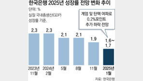 한은 “올해 성장률 1.6~1.7% 전망… 계엄여파 0.2%P 하향”