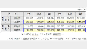 서울형 기초보장 생계급여 오른다…1인가구 월 2만6천원↑