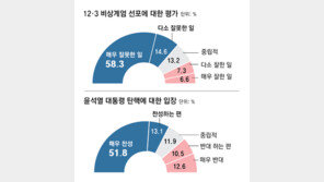 “尹 비상계엄은 잘못한 일” 72.9% 응답… “尹 탄핵 찬성” 64.9% vs “반대” 23.1%