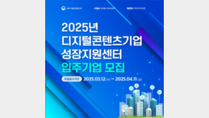 디지털콘텐츠기업 성장지원센터, 2025년 1차 입주기업 3곳 모집