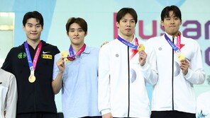 수영 황선우·김우민 전국체전 계영 800m 우승·대회新 합작