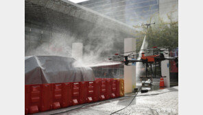 소방드론으로 전기차 화재 진압 훈련