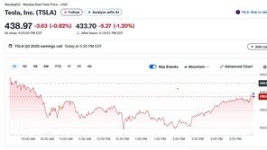 테슬라 실적 별로, 시간외서 1% 이상 하락