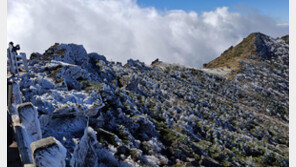 한라산에 올가을 첫 상고대