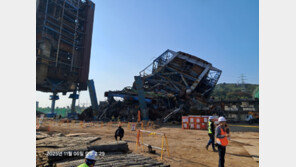 울산발전소 붕괴, 대형 크레인 5대로 구조물 들어올려 구조해야