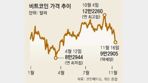 추락하는 비트코인… 가상화폐 약세에 9만3000달러선 붕괴