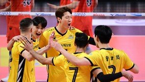 KB손보, OK저축 꺾고 선두 복귀…페퍼, 1위 도로공사 추격