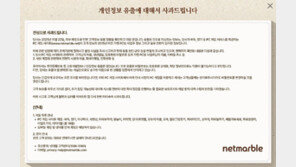 넷마블 PC 게임 사이트 해킹…고객·가맹점주·임직원 정보 유출