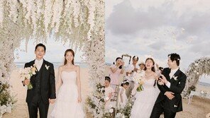온주완·방민아, 발리 결혼식 사진 공개…해변에서 올린 로맨틱 웨딩