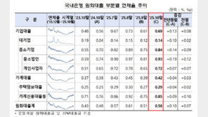 은행권 10월 대출 연체율 0.58%…전월 대비 0.07%p 상승