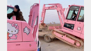 헬로키티 굴착기 모는 中여성…“잘생긴 남편 내가 먹여살려요”