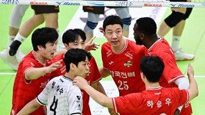 남자배구 한국전력, OK저축에 3-1 역전승…3위 도약
