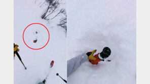 “스키인 줄” 눈 위에 튀어나온 ‘팔’…지나던 사람이 살렸다