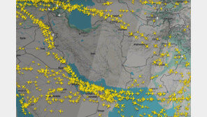 이란 상공 휑~ 전세계 항공기 우회하고 있다