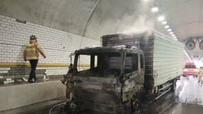 의성 서산영덕고속도 안평터널서 5톤 트럭에 불…3km 정체