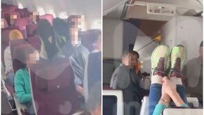 “등받이 젖혔다고…” 기내 앞좌석에 ‘두 발’ 올린 민폐 승객