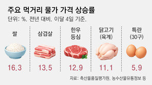 쌀 16% 삼겹살 13%↑… “밥상 차리기도 무섭네”