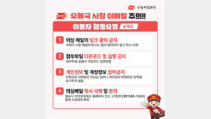 “배송 지연됐다며 결제 요구”…우체국 사칭 피싱메일 확산