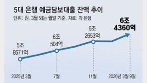 현기증 장세속 가용 현금 ‘영끌’… 5대銀 예금담보대출 최대