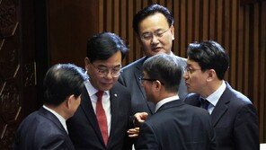 與野, 대미투자특별법 합의 통과로 화기애애 분위기 연출[정치 한 컷]