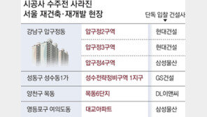 ‘압여목성’ 잇단 단독입찰… 사라진 재건축 수주전
