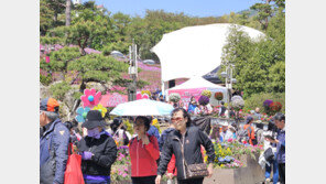 연분홍빛 물결 가득찬 철쭉동산…상춘객들 저마다 ‘찰칵’