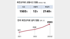 ‘회전차량에 양보’ 안 지키고 불쑥… 아찔한 눈치 싸움