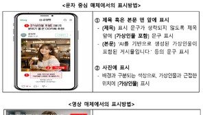 이달부터 AI 광고모델에 ‘가상인물’ 표시 의무화