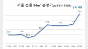 5월 서울 민간 아파트 국평 분양가 21억원 돌파