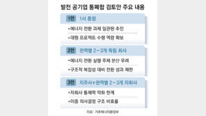 발전공기업 5개사, 1개로 통폐합 가닥… 내달 구조조정안 마련