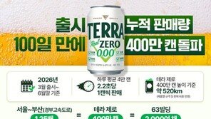 출시 100일 만에 400만 캔 돌파… ‘테라 제로’ 무알코올 최단 기록