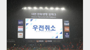 대전에 내린 강한 비…프로야구 NC-한화전 우천 취소