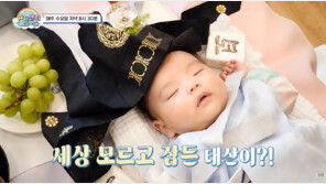여행 곽튜브 아들 태산, 백일상 위에서 ‘쿨쿨’…아빠도 당황했다