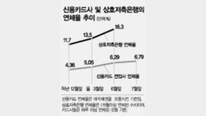 [금융]카드社-저축銀 연체율 ‘눈덩이’