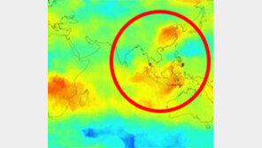 탄소관측위성으로 촬영한 ‘전 세계 이산화탄소 지도’ 아시아권 보니...