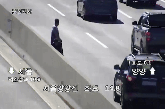 서울양양고속도로에 흩날린 지폐…주우려는 운전자들로 일대 소동
