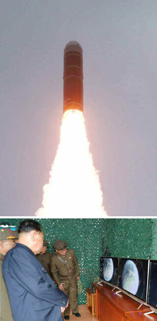 노동신문은 지난해 10월 3일 “어제 오전 동해 원산만 수역에서 새형의 잠수함탄도탄(SLBM) ‘북극성-3’형 시험발사를 성공적으로 진행했다”고 보도했다. [노동신문]