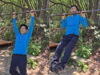 대선 패배가 확정된 6월 4일 김문수 전 대선후보가 철봉에서 턱걸이를 하고 있다. 김재원 전 최고위원 페이스북 캡처