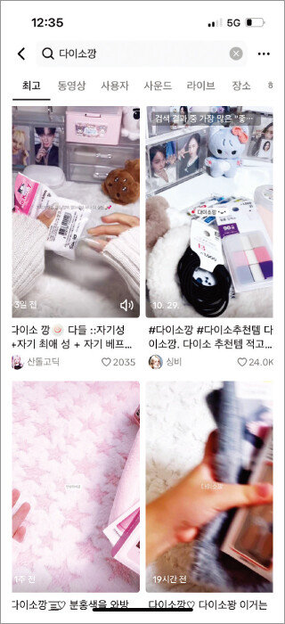 틱톡 등 쇼츠폼 플랫폼에서 다이소 추천 상품을 소개하는 ‘다이소깡’ 영상이 높은 조회수를 기록하고 있다. [틱톡 캡처]
