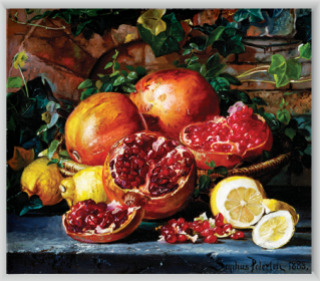 석류와 레몬을 그린 덴마크 화가 마그누스 피터슨의 정물화. 빨간 석류 알이 가득한 그림은 여름체질에게 좋은 선물이 된다.  GETTYIMAGES