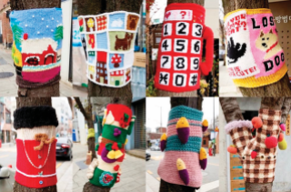 서울 종로구 필운동 일대에 있는 ‘뜨개옷’을 입은 가로수들. 인스타그램 ‘댄싱그랜마’  계정 캡처