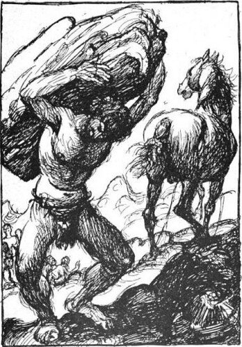 성벽을 쌓는 거인과 스바딜파리. [Robert Engels, 1919]