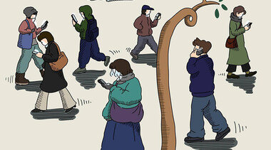 [신동아 만평 ‘안마봉’] 2026년 스마트폰에 갇힌 현대의 얼굴