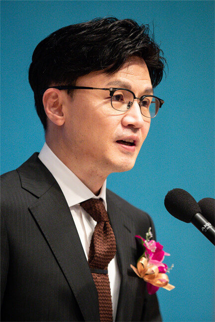 한동훈 법무부 장관이 6월 16일 서울 중구 프레스센터에서 열린 제40회 교정대상 시상식에서 치사를 하고 있다. [뉴스1]