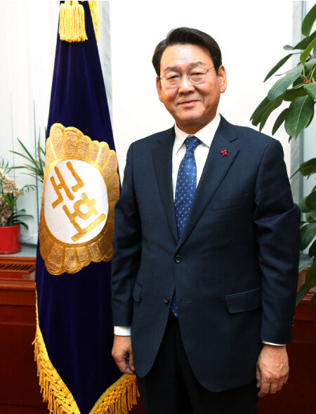 김교홍 사무총장은 개헌과 혁신을 강조한다. [김형우 기자]