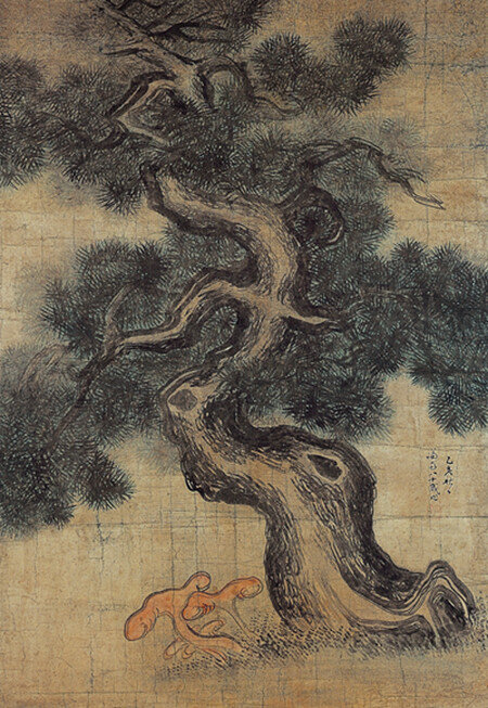 2001년 고미술품 최고 경매가를 기록한 노송영지도(老
松靈芝圖). [인천시립미술관 제공]